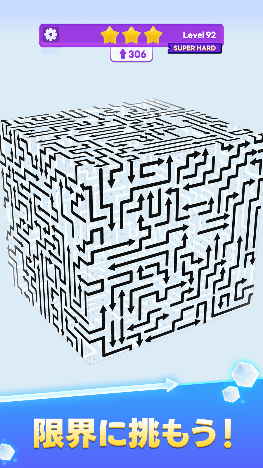 ArrowCube：矢印で埋まった大きなキューブの高難度ステージ