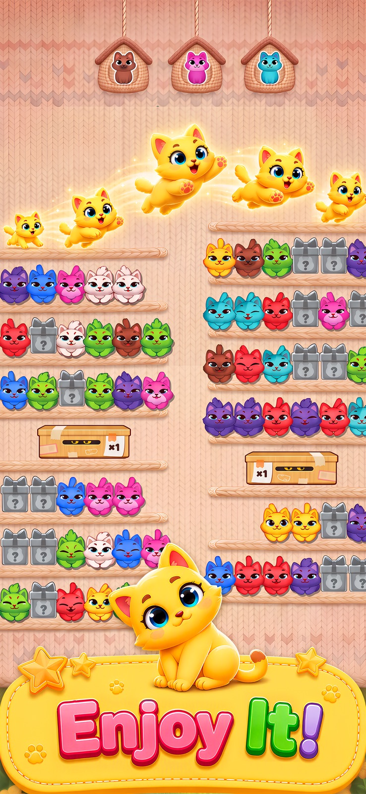 棚の空きと猫の配置を考えるLadaneta版Cutie Sortの盤面