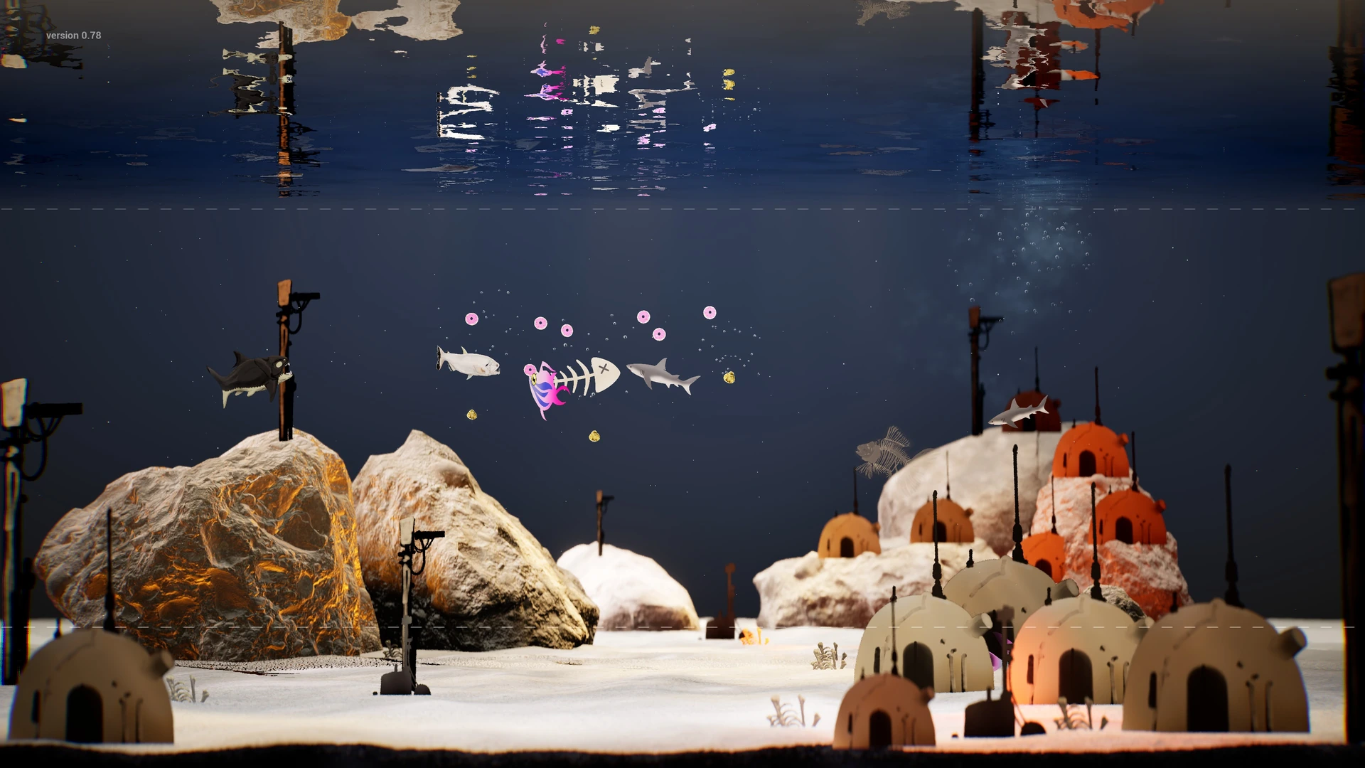 Drawquarium：水槽の上からエサを与え魚たちが集まる公式画面