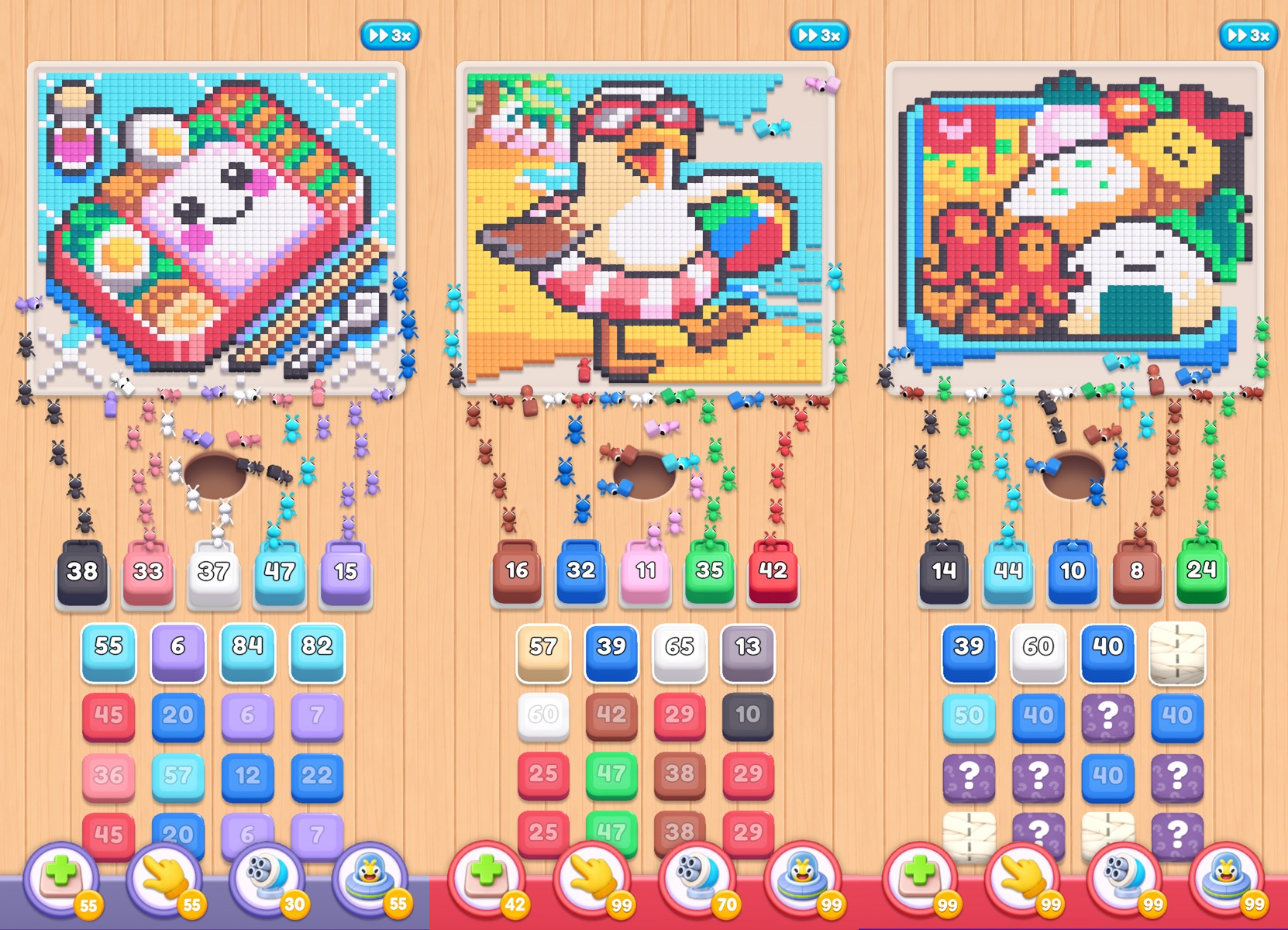 Food Hunt: Pixel Puzzle：同作品の公式紹介画面を原比率で並べた画像