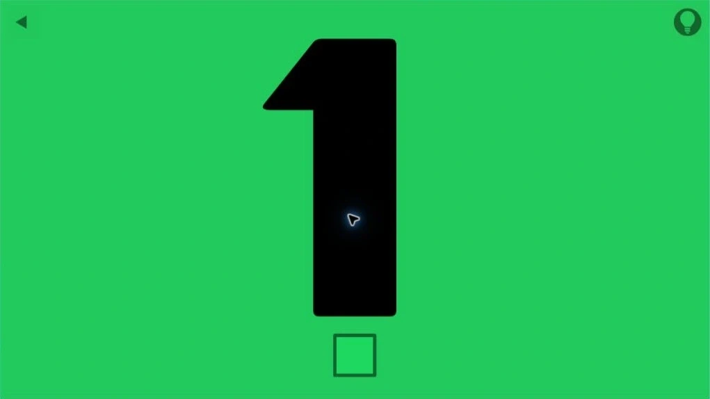Green：Green の第 1 問。大きな黒い数字 1 と、その下の四角いボタンが表示されている。