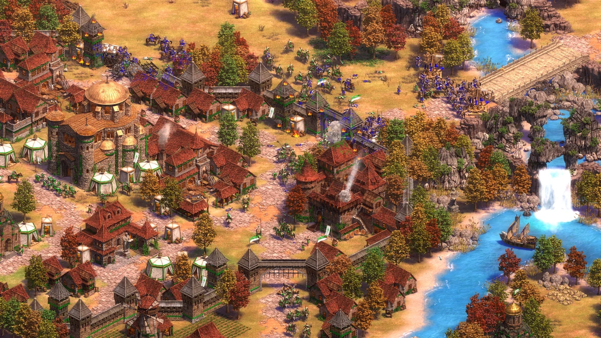 Age of Empires II: Definitive Edition：複数の部隊が交戦する画面