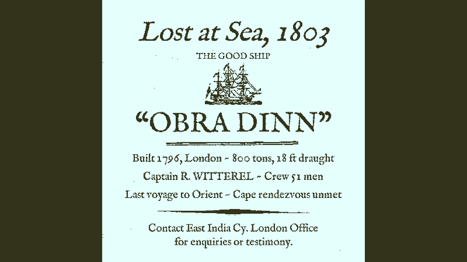 Return of the Obra Dinn：公式掲載の紹介画像